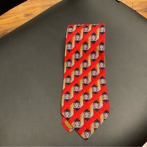 Robert Talbott Red Tie with Bold Geometric Pattern